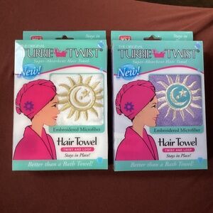 The Original Turbie Twist Super-Absorbent Hair Towel Bundle of 2 NEW